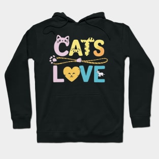 Cats Love funny cat lovers shirt cute cat tee Hoodie